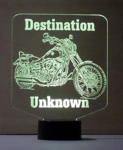 Awesome "Destination Unknown" Motorcycle 3D LED Lamp (1071) - FREE SHIPPING!