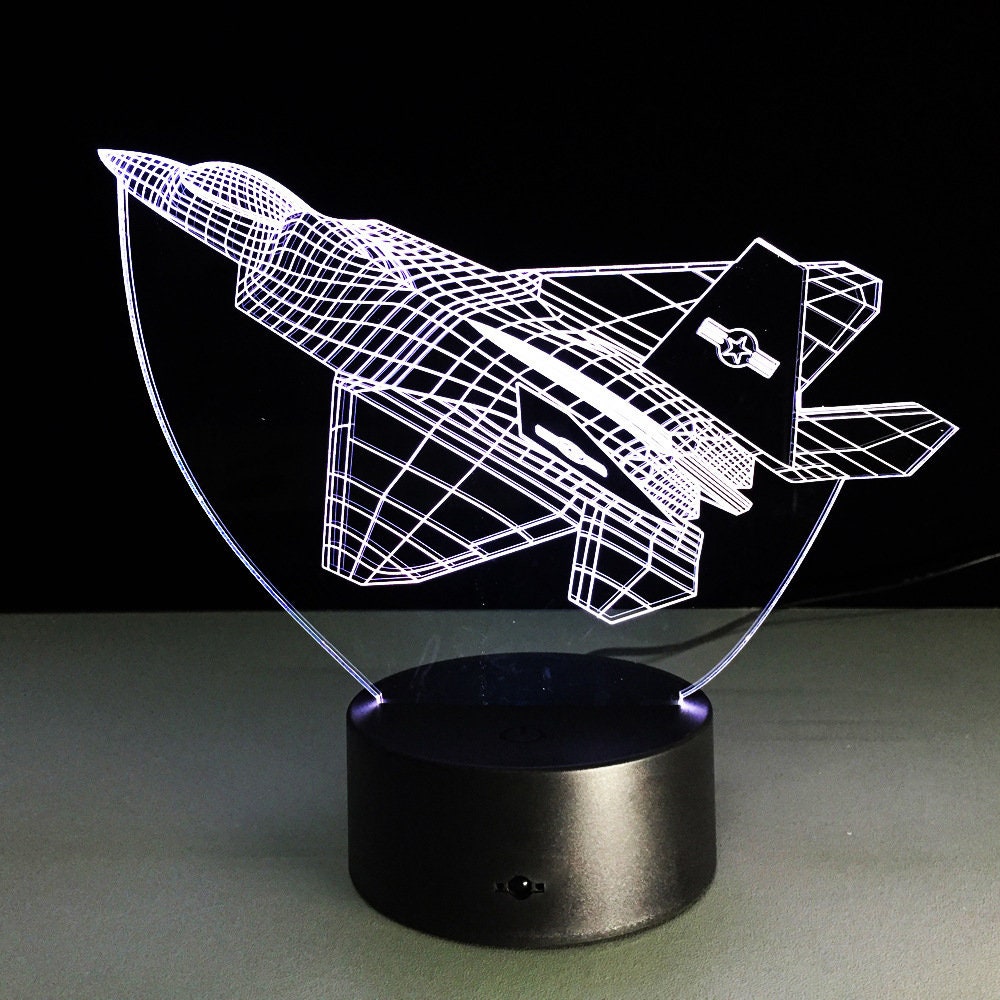 Awesome "F/A-22 Raptor Fighter" 3D LED Lamp (2214) - FREE Shipping!