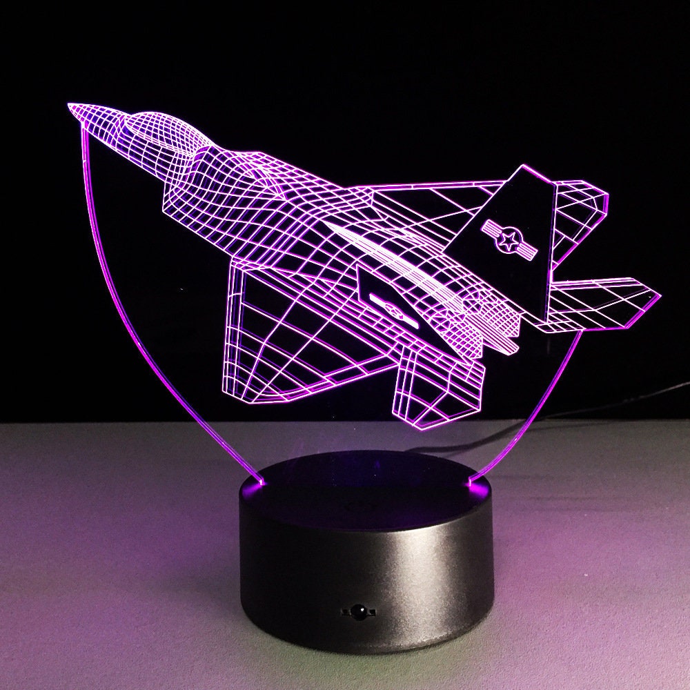 Awesome "F/A-22 Raptor Fighter" 3D LED Lamp (2214) - FREE Shipping!