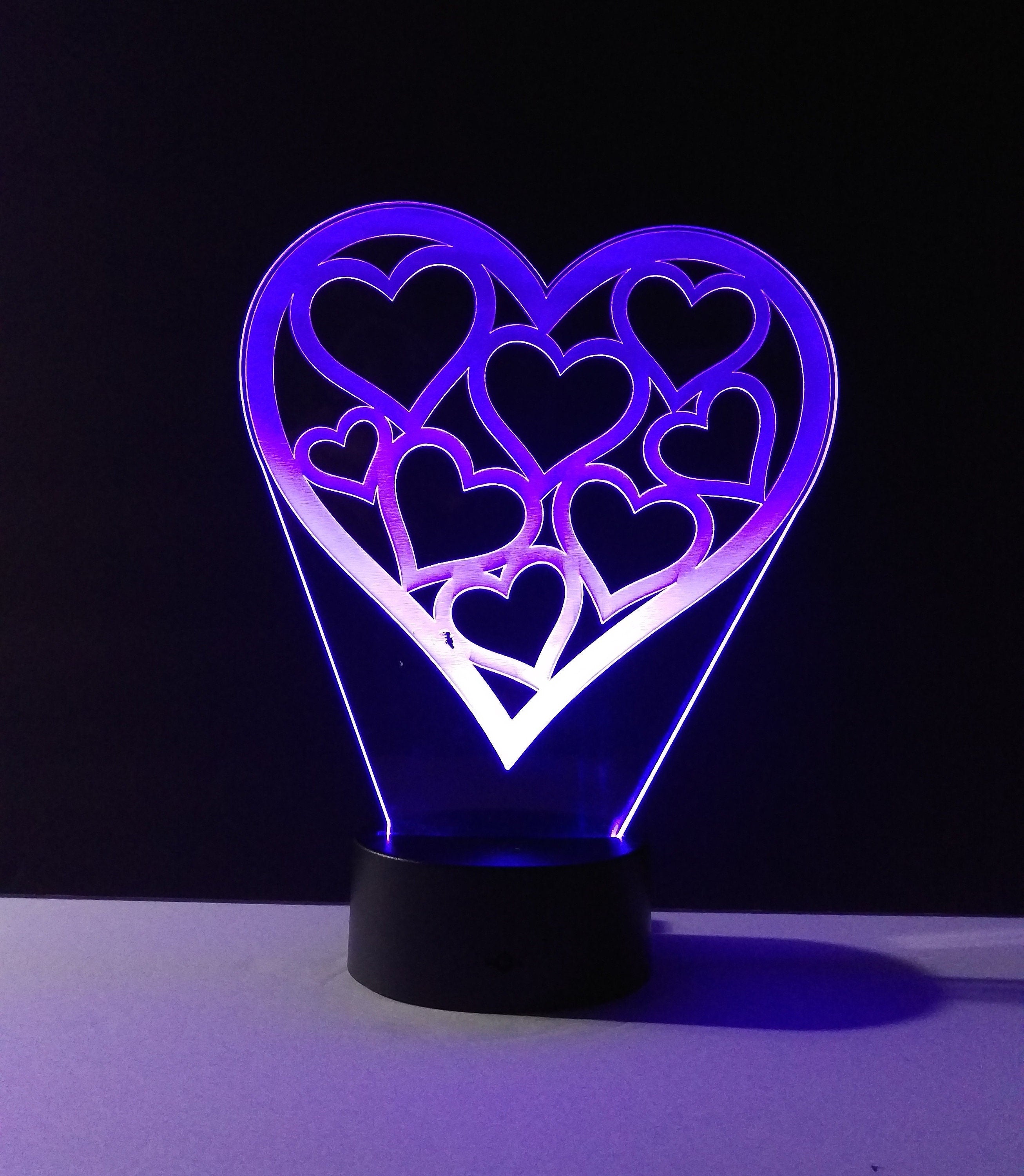 Awesome "Hearts in a Heart" LED Lamp (1119) - FREE SHIPPING!