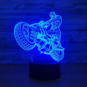 Awesome "Spiderman Riding his Motorcycle" 3D LED Lamp (21421)