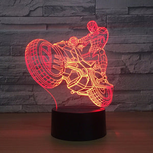 Awesome "Spiderman Riding his Motorcycle" 3D LED Lamp (21421)