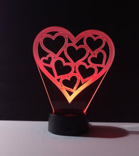 Load image into Gallery viewer, Awesome &quot;Hearts in a Heart&quot; LED Lamp (1119) - FREE SHIPPING!