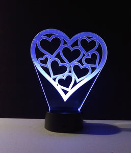 Awesome "Hearts in a Heart" LED Lamp (1119) - FREE SHIPPING!