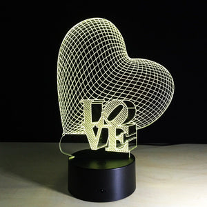 Awesome "Love Heart" 3D LED Lamp (2077) - FREE SHIPPING!