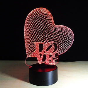 Awesome "Love Heart" 3D LED Lamp (2077) - FREE SHIPPING!