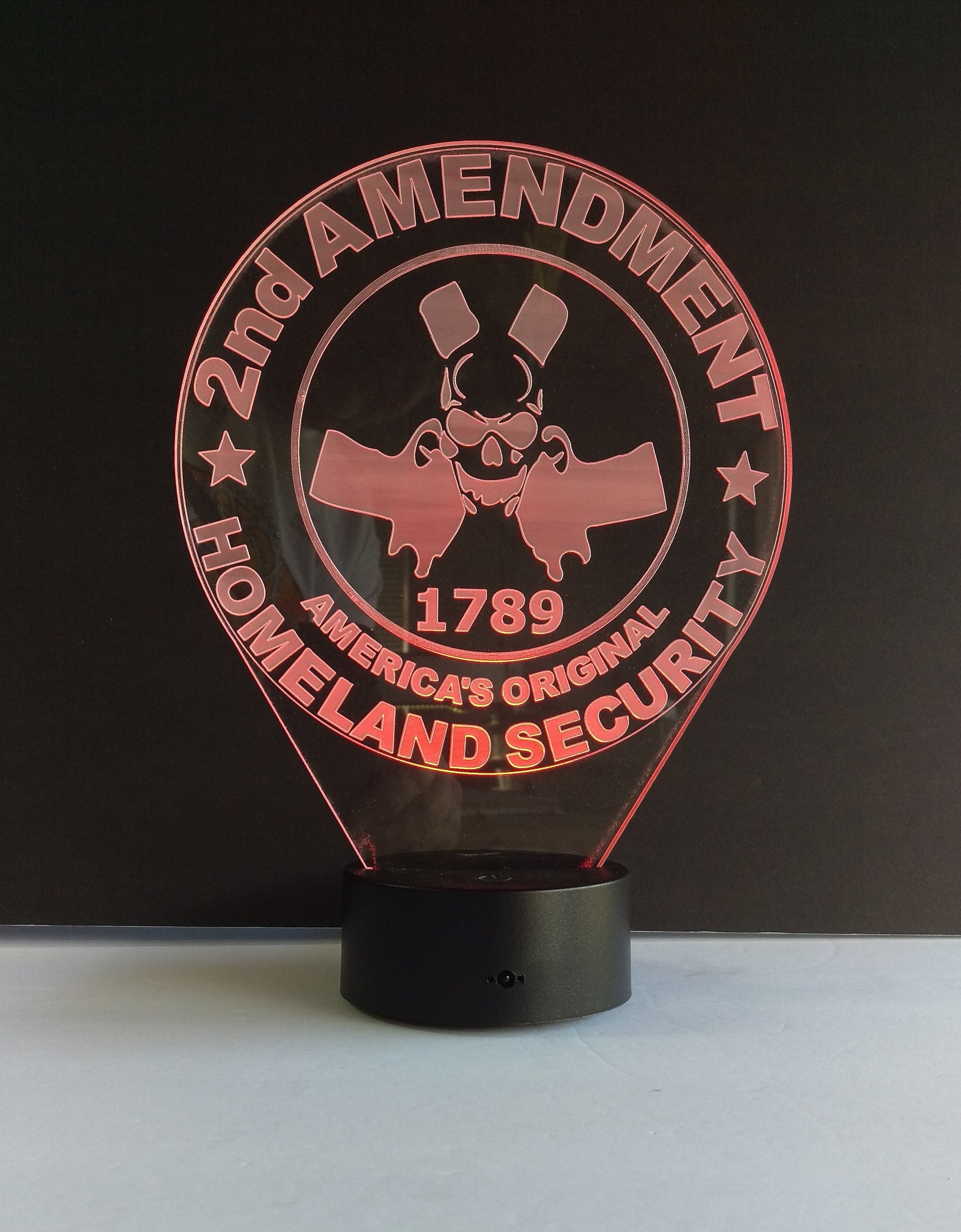 Awesome "2nd Amendment America's Original Homeland Security" LED Lamp (1158) - FREE SHIPPING!