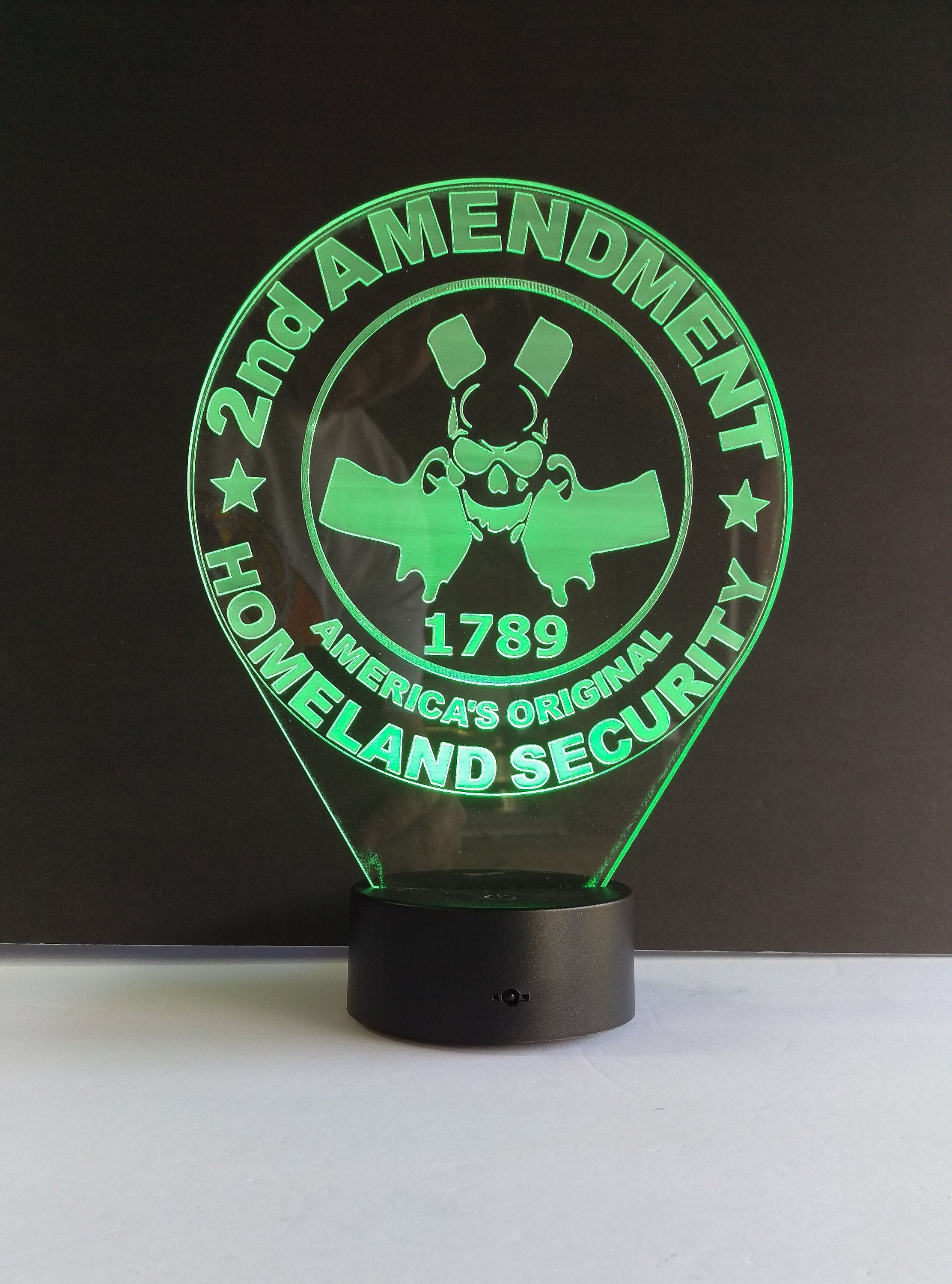 Awesome "2nd Amendment America's Original Homeland Security" LED Lamp (1158) - FREE SHIPPING!