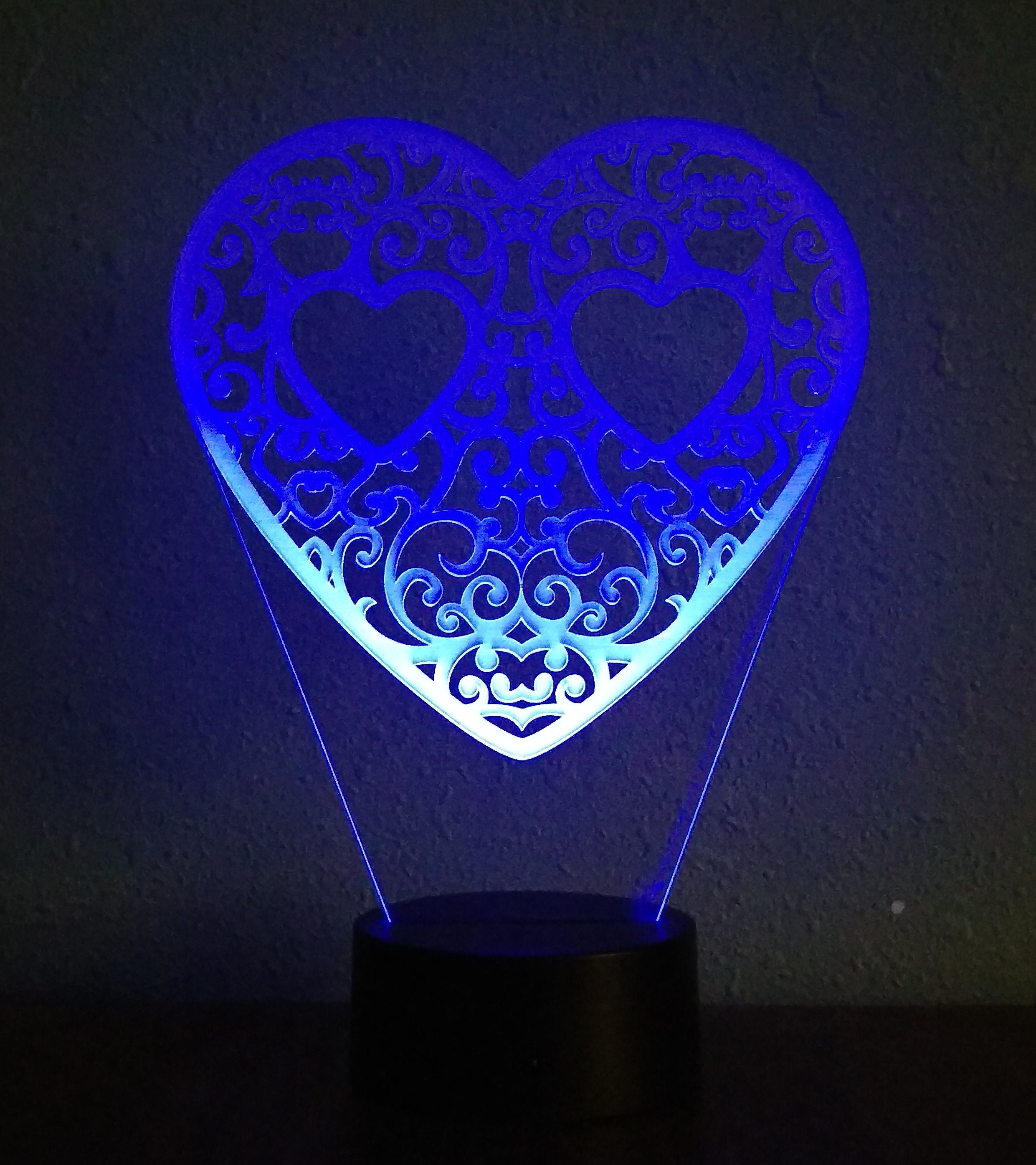 Awesome "Two Hearts in a Heart" LED Lamp (1021) - FREE SHIPPING!