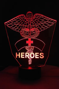 Awesome "Nurses are Heroes" 3D LED Lamp (1203) - FREE SHIPPING!