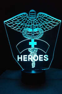 Awesome "Nurses are Heroes" 3D LED Lamp (1203) - FREE SHIPPING!