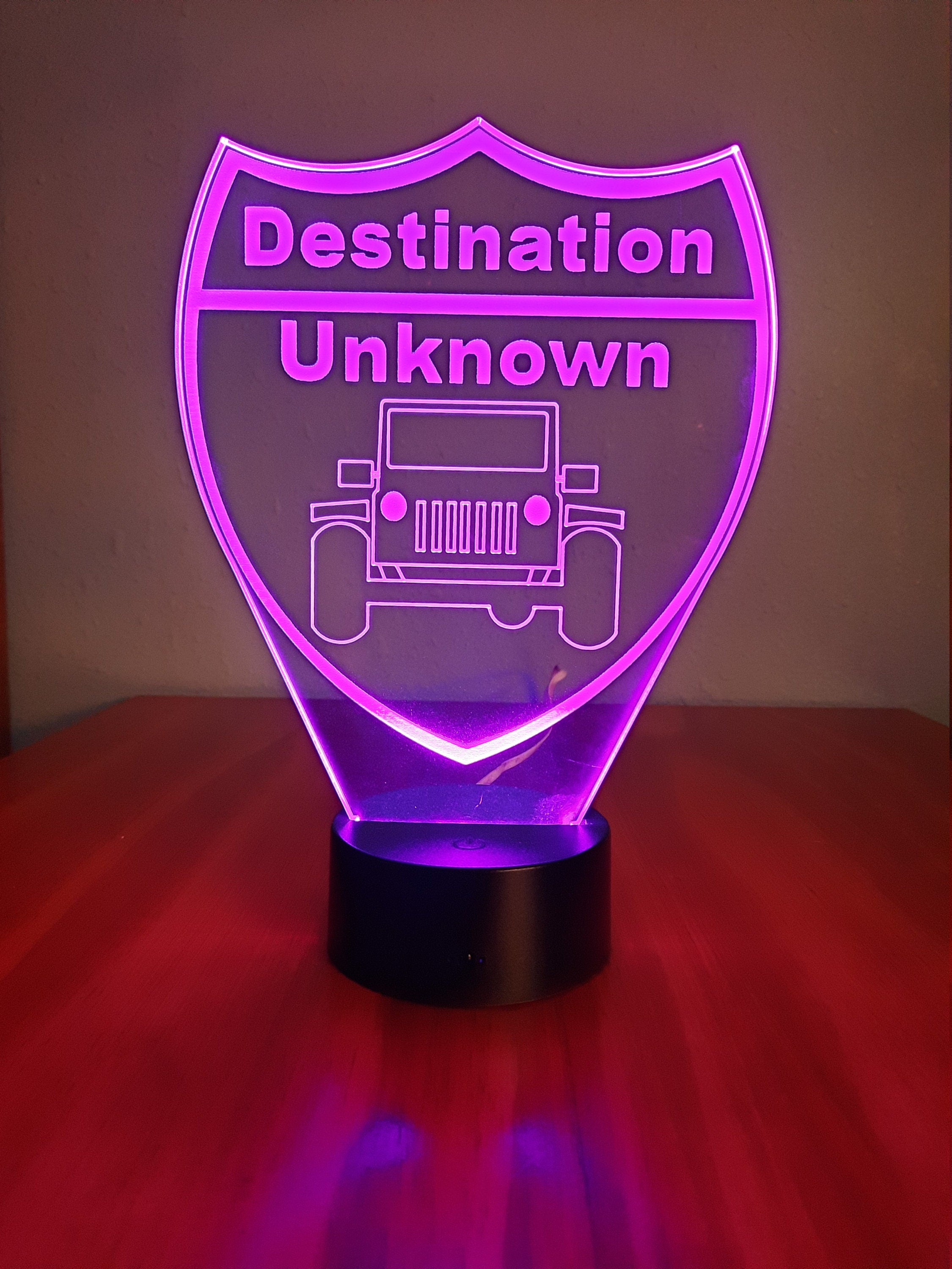 Awesome "Destination Unknown Jeep" LED Lamp (1266)