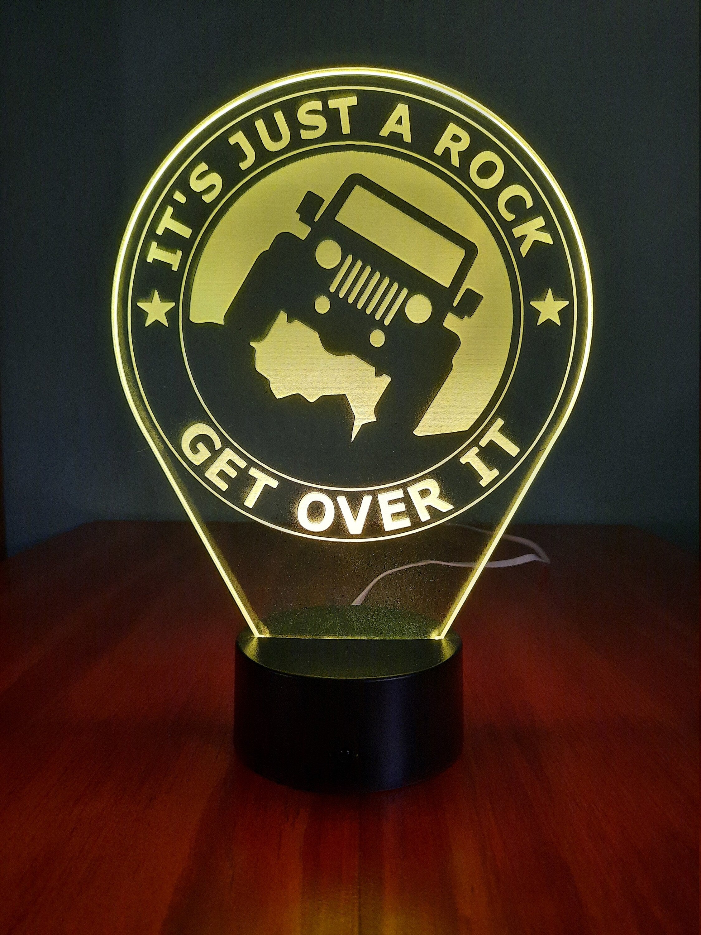 Awesome "It's Just A Rock, Get Over It" LED Jeep Lamp (1268)