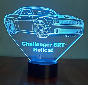 Awesome "Dodge Challenger SRT Hellcat" 3D LED Lamp (1284) - Free Shipping